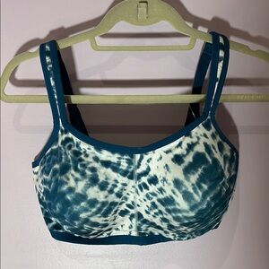 Teal and White Women's Sports Bra